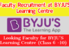 Faculty at BYJU’S Learning Centre: Apply Now