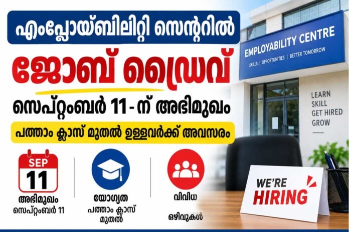 Thiruvananthapuram Employability Centre Job Drive September 1